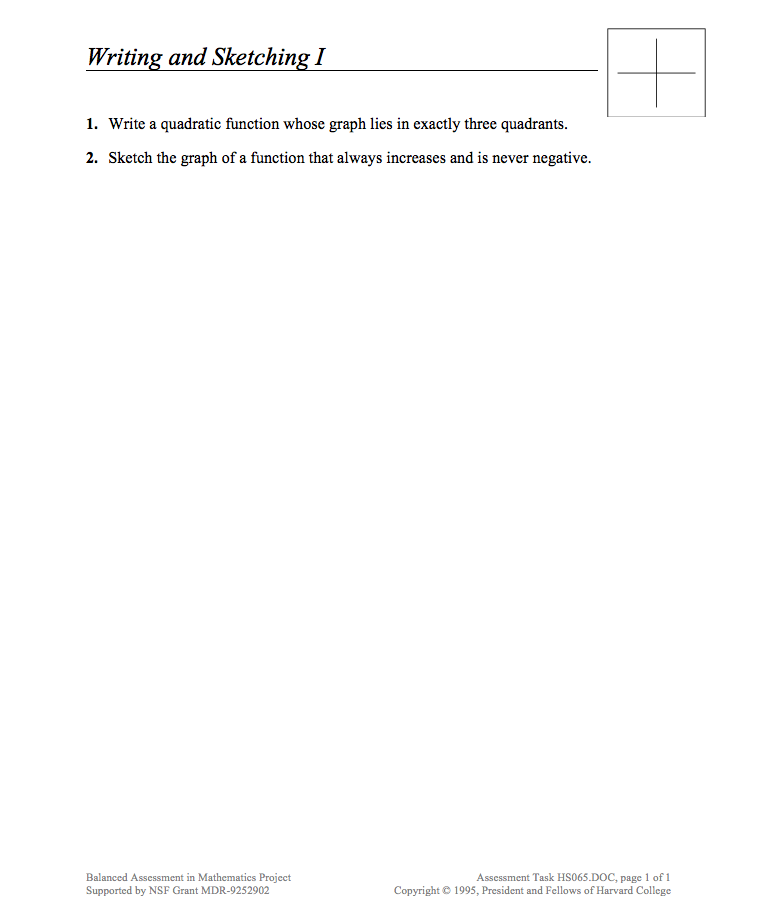 Writing and Sketching I Assessment