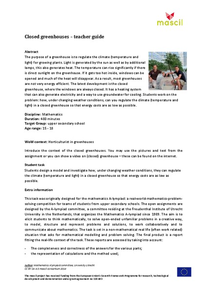 Closed Greenhouses Lesson Plan