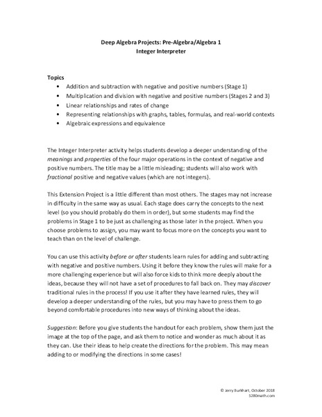 Integer Interpreter Activity