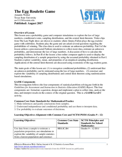 The Egg Roulette Game Lesson Plan