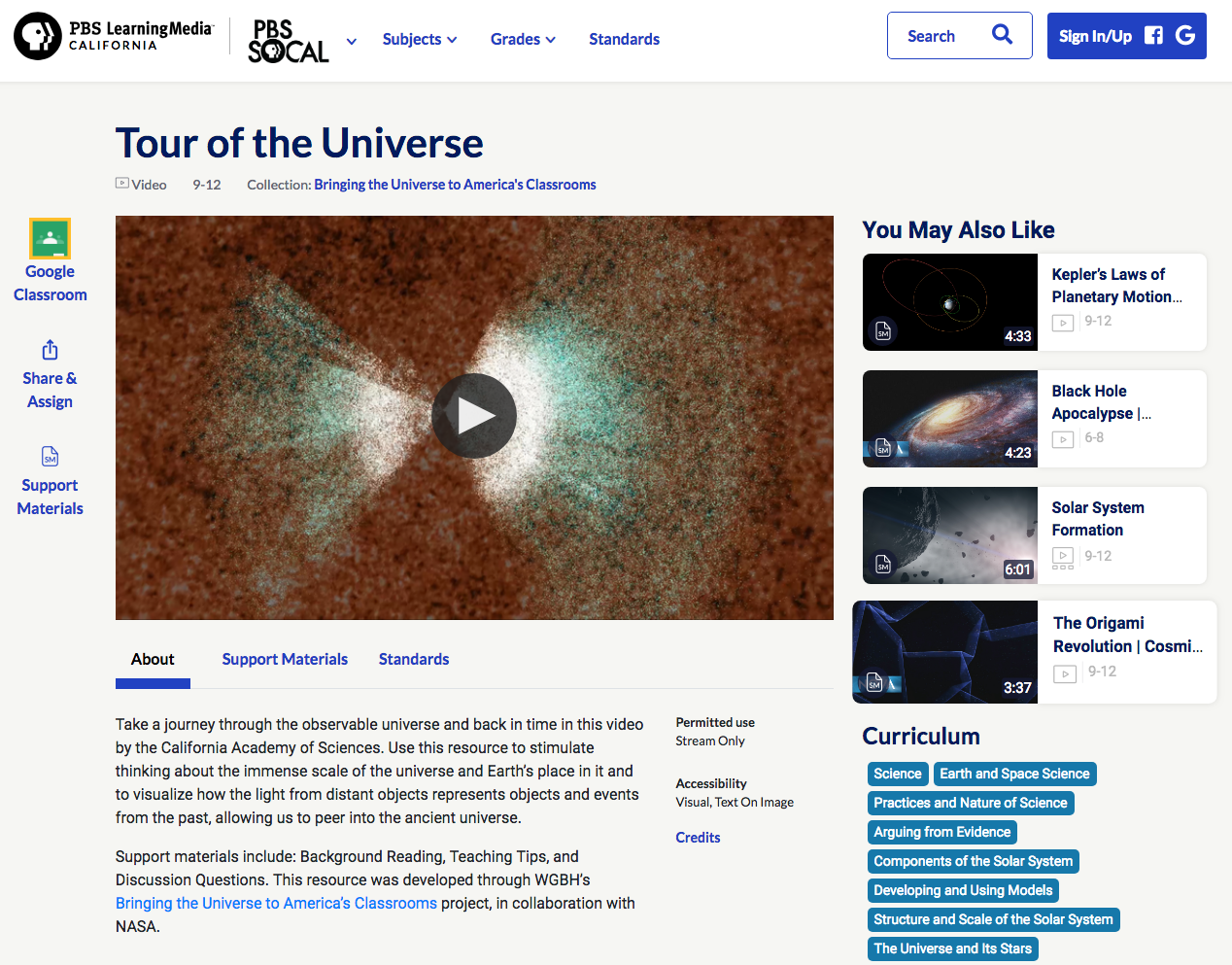 Tour of the Universe Instructional Video