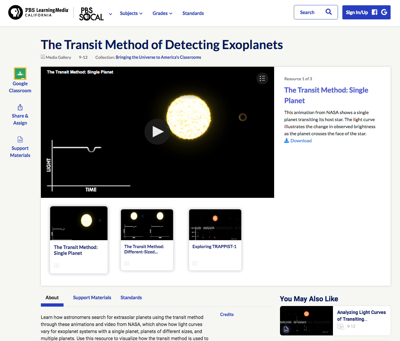 The Transit Method of Detecting Exoplanets Instructional Video