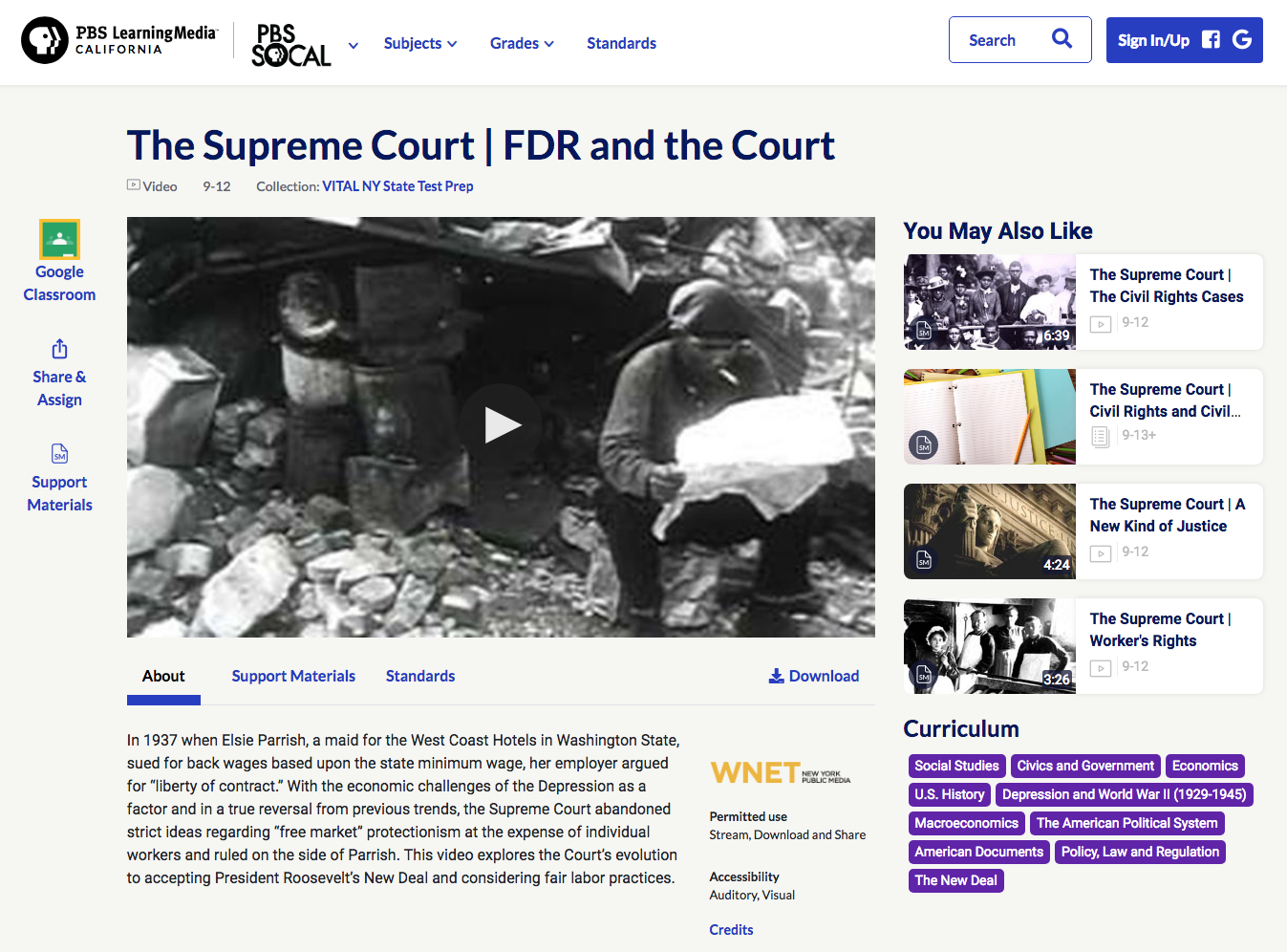 The Supreme Court: FDR and the Court Instructional Video