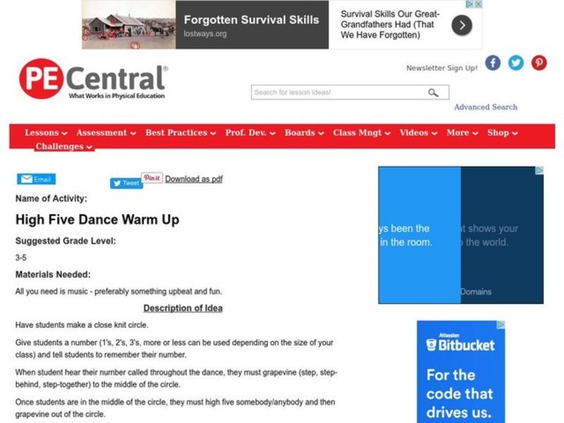 High Five Dance Warm Up Lesson Plan