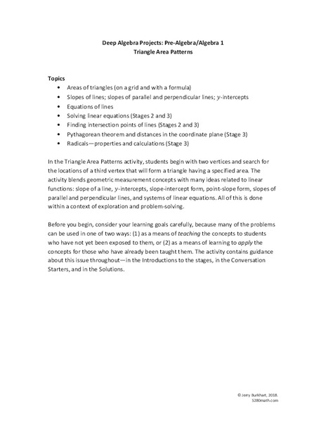 Triangle Area Patterns Activity