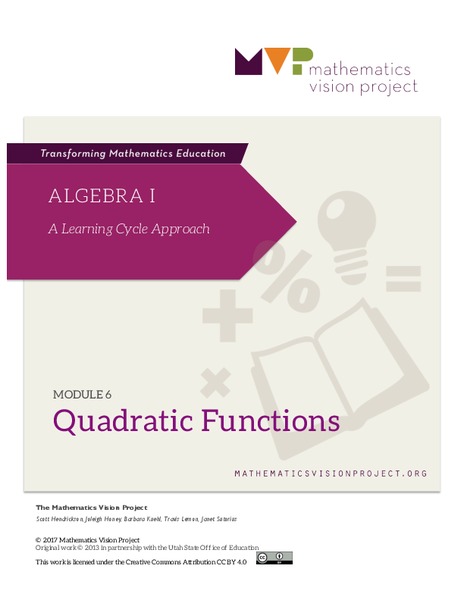 Module 6: Quadratic Functions Unit Plan