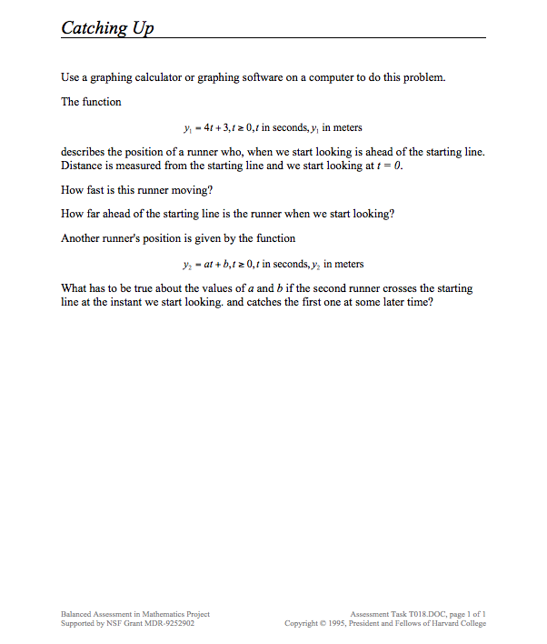 Catching Up Assessment