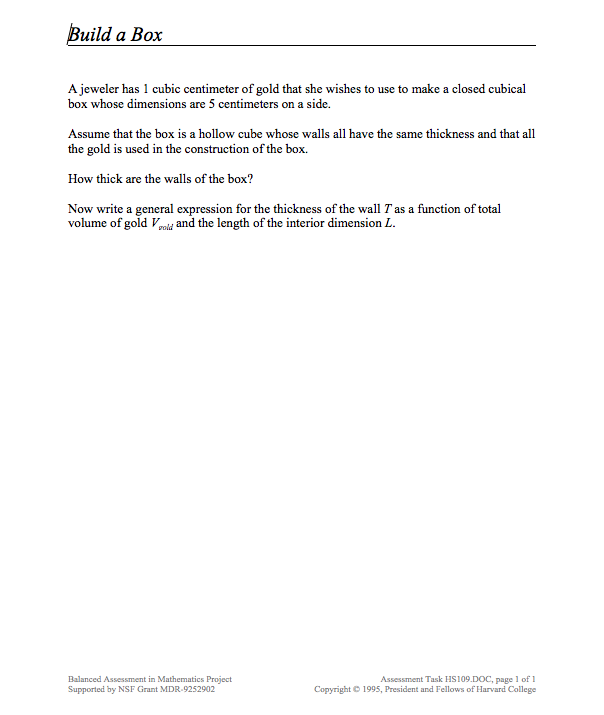 Build a Box Assessment