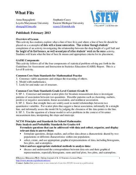 What Fits? Lesson Plan