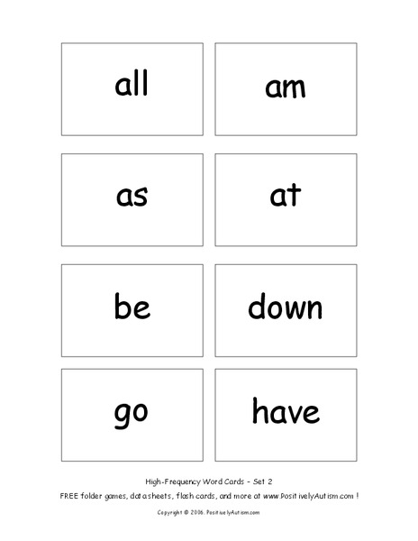 High Frequency Words Worksheet