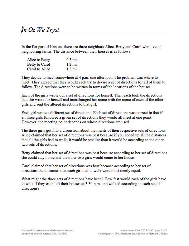 In Oz We Tryst Assessment