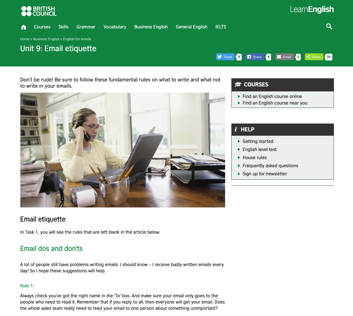 Unit 9: Email Etiquette Unit Plan
