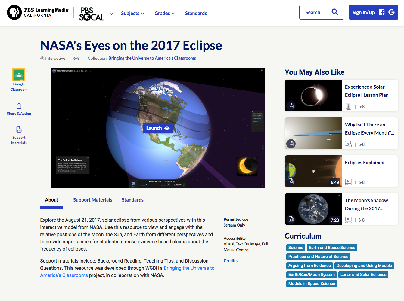 NASA's Eyes on the 2017 Eclipse Interactive