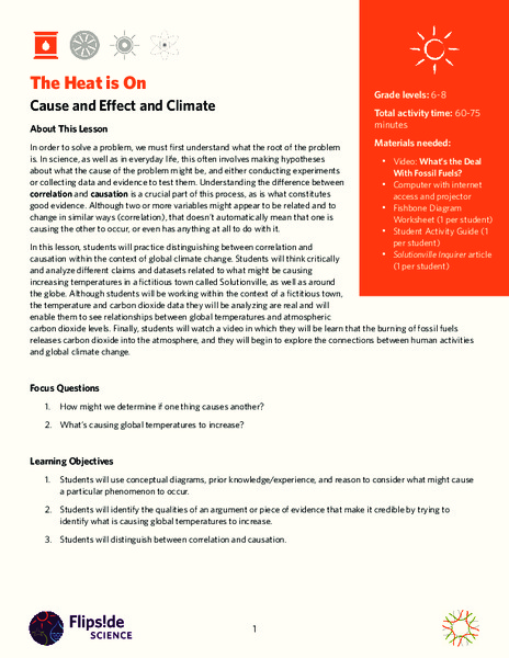 The Heat is On: Cause and Effect and Climate Lesson Plan