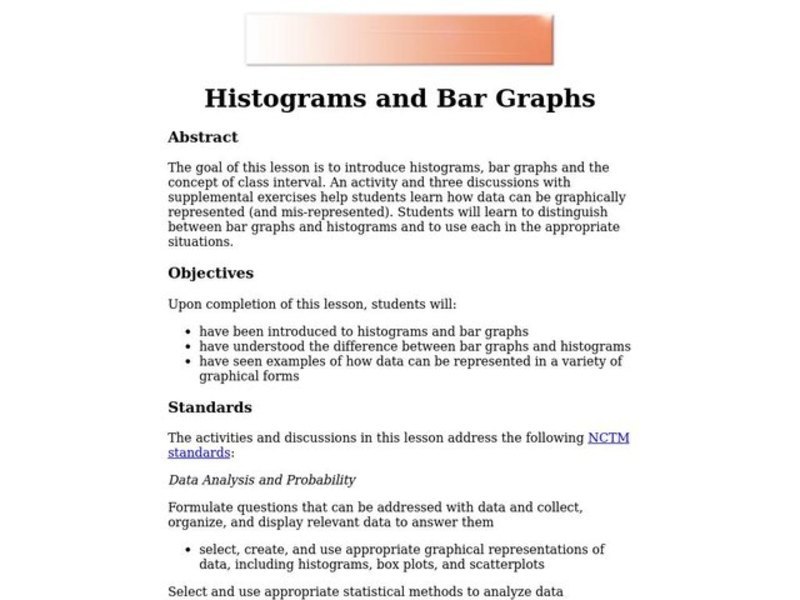 Histograms and Bar Graphs Lesson Plan