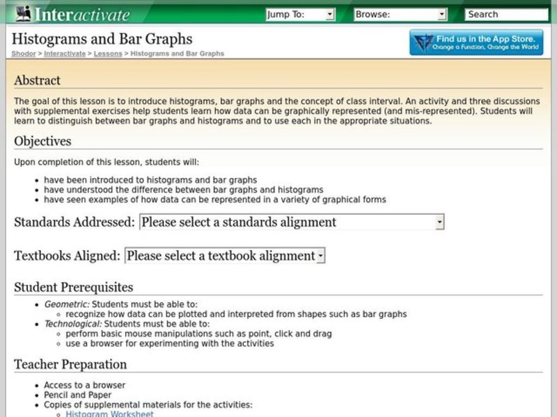 Histograms and Bar Graphs Lesson Plan