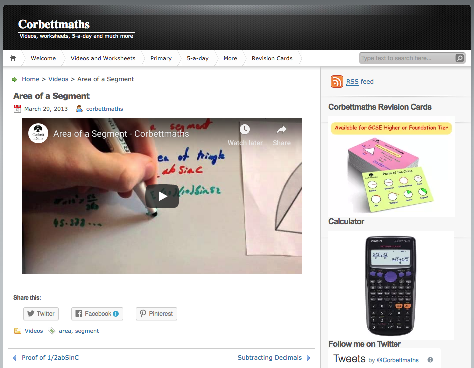 Area of a Segment Instructional Video