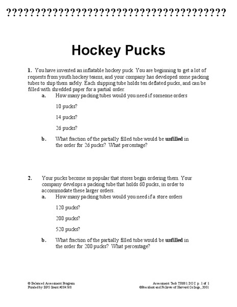 Hockey Pucks Assessment