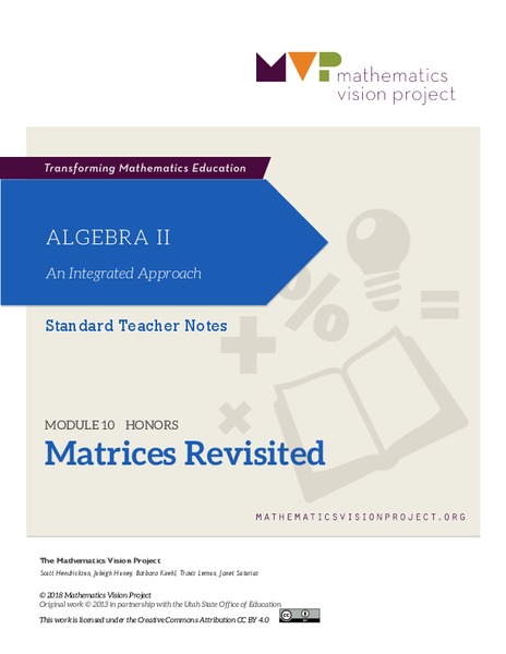Module 10: Matrices Revisited Unit Plan