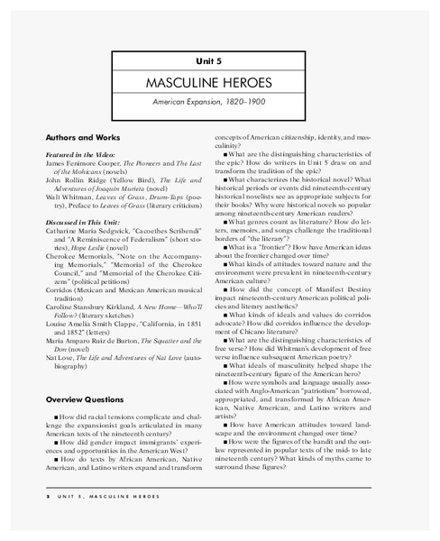 Masculine Heroes Unit Plan