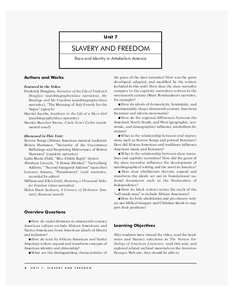 Slavery and Freedom Unit Plan