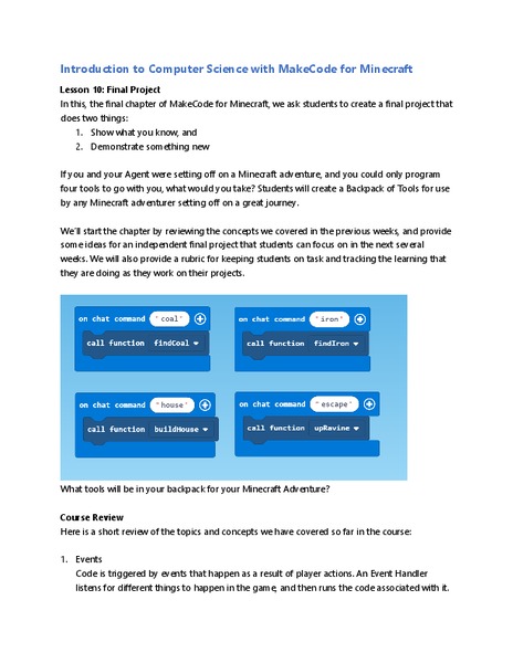 Final Independent Project Lesson Plan