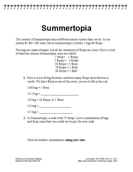 Summertopia Assessment