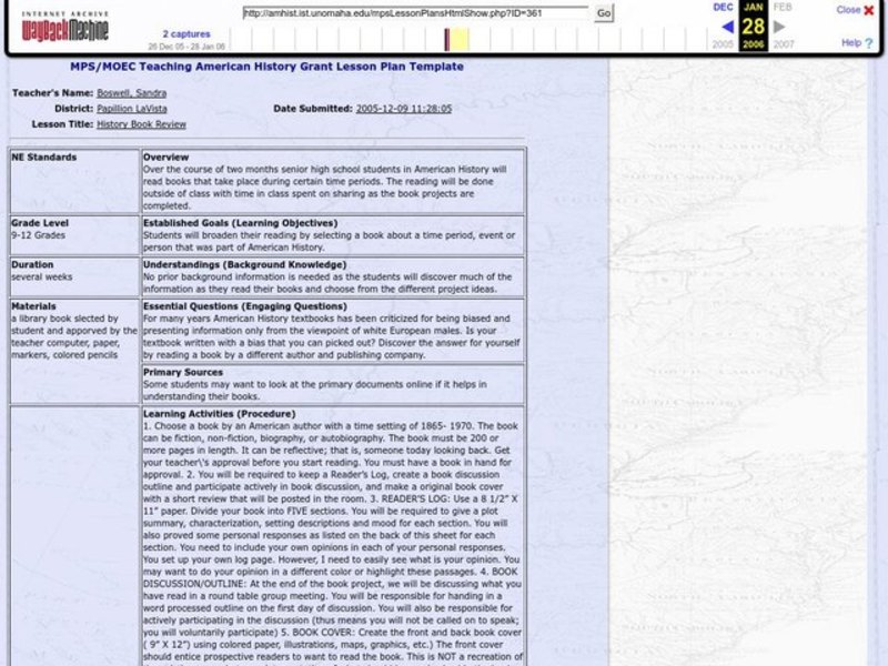 History Book Review Lesson Plan