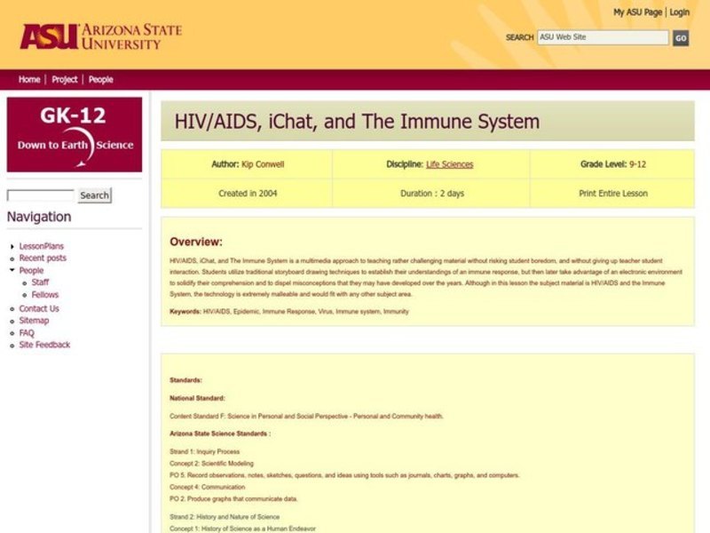 HIV/AIDS, iChat, and The Immune System Lesson Plan