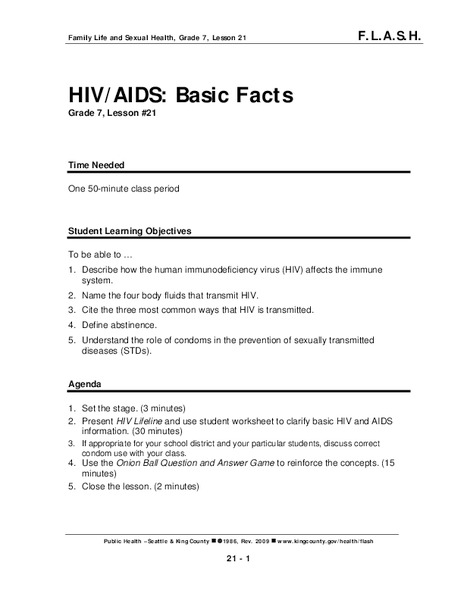 HIV/AIDS: Basic Facts Lesson Plan