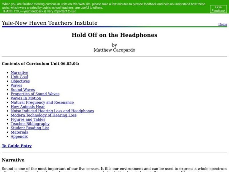 Hold Off on the Headphones Lesson Plan