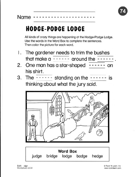 Hodge-Podge Lodge Worksheet