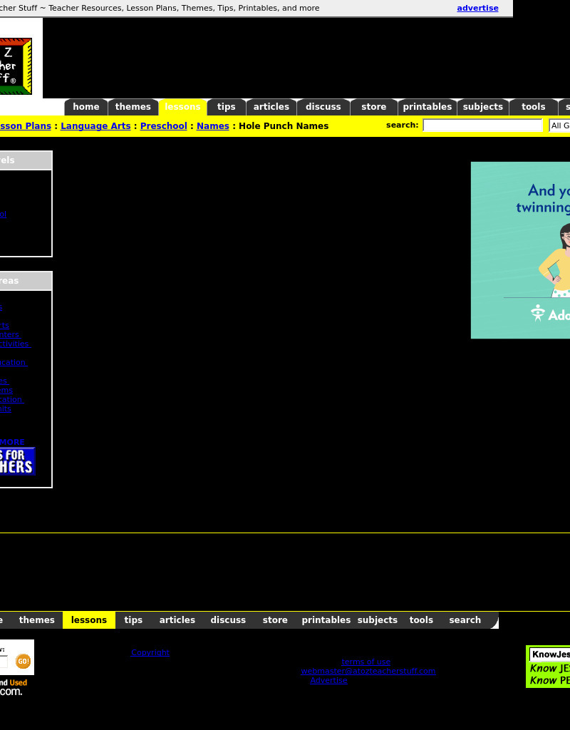 Hole Punch Names Lesson Plan