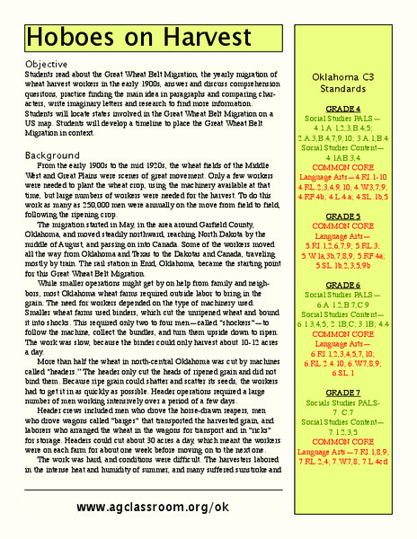 Hoboes on Harvest Lesson Plan