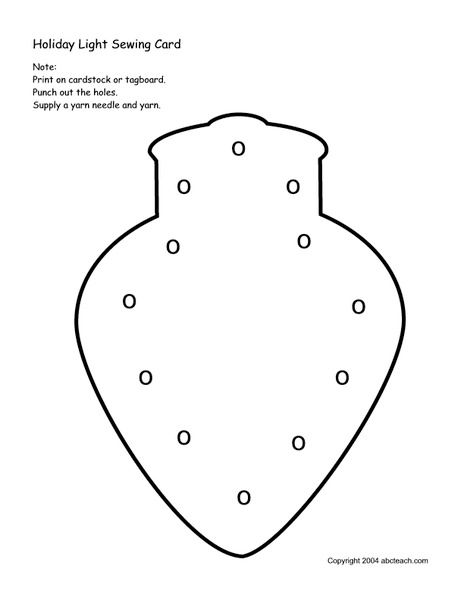 Holiday Light Sewing Card Worksheet
