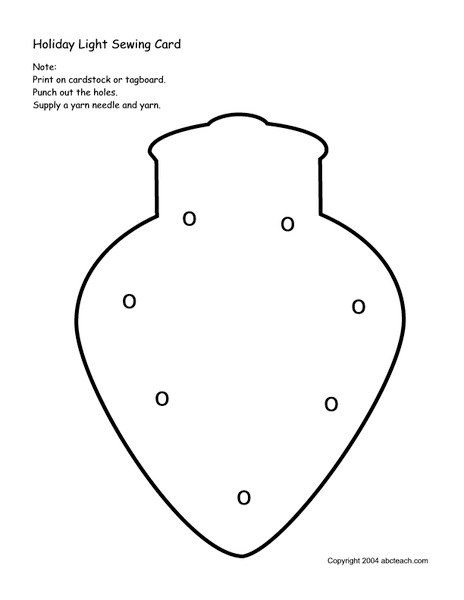 Holiday Light Sewing Card Worksheet