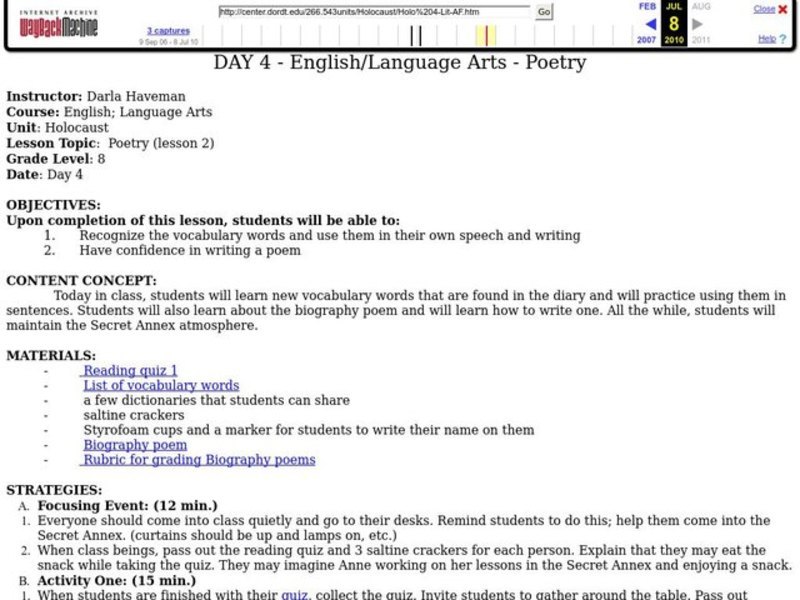 Holocaust Lesson Plan