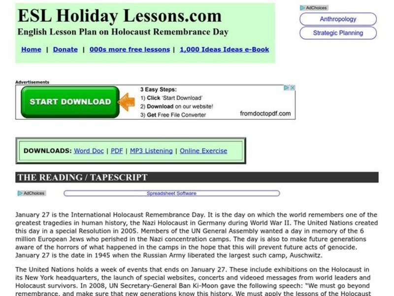 Holocaust Remembrance Day Worksheet