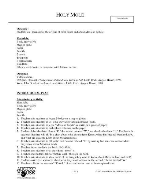 Holy Mole Lesson Plan