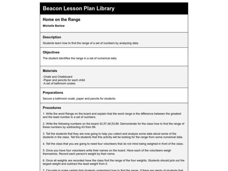 Home on the Range Lesson Plan