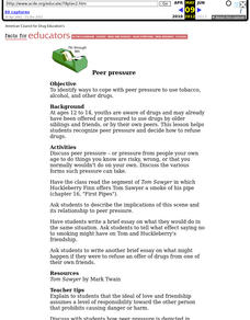 Peer pressure Lesson Plan