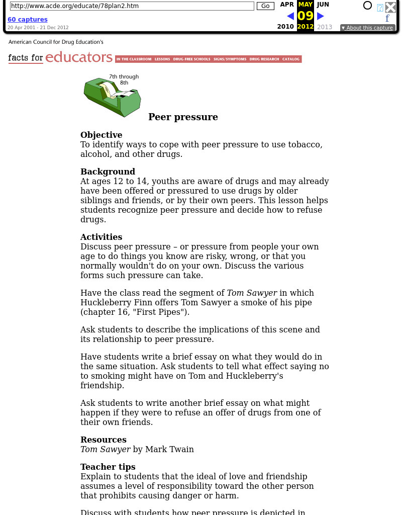 Peer pressure Lesson Plan