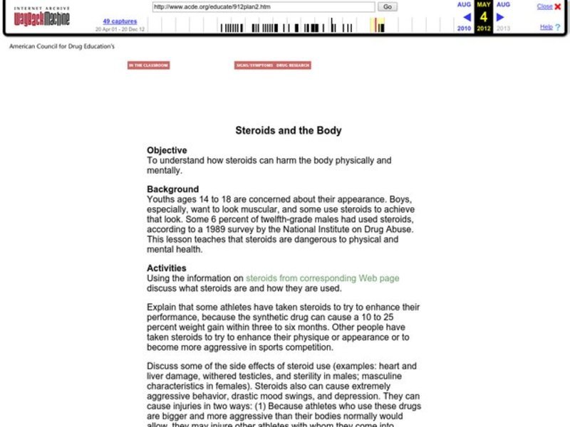 Steroids and the Body Lesson Plan