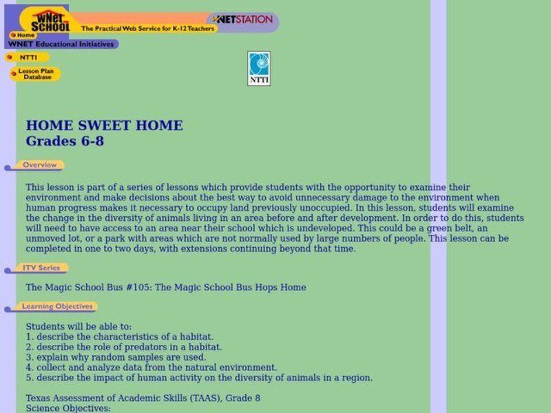 Home Sweet Home Lesson Plan