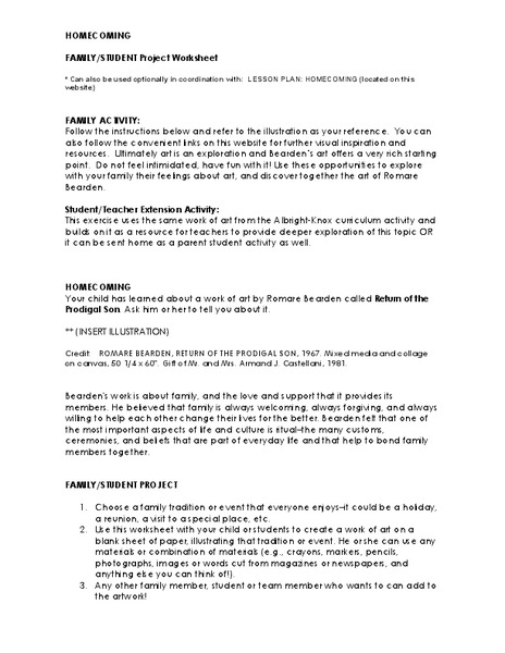 Homecoming Lesson Plan