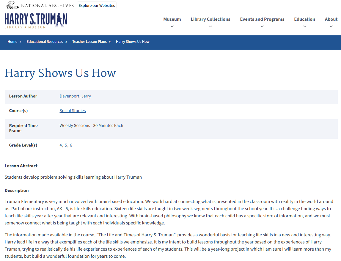 Harry Shows Us How Lesson Plan