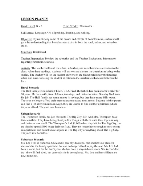 Homelessness Lesson Plan