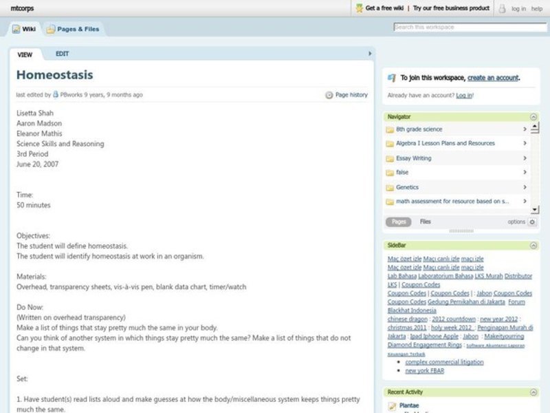 Homeostasis Lesson Plan