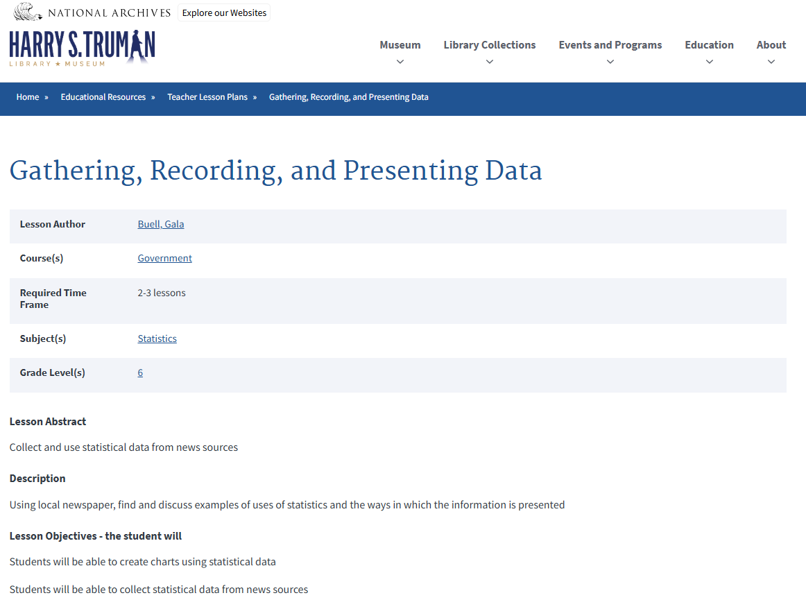 Gathering, Recording, and Presenting Data Lesson Plan