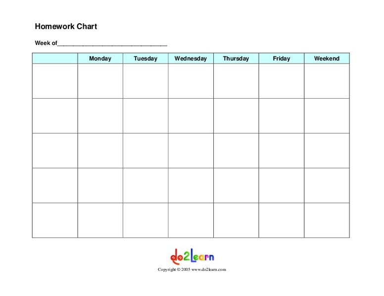 Homework Chart Printables